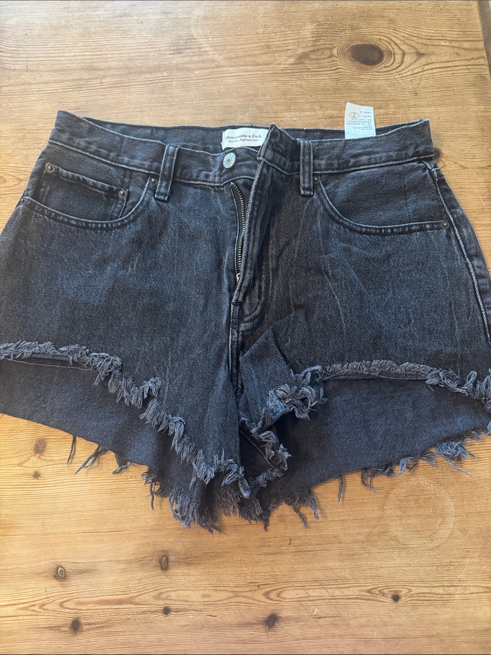 Abercrombie & Fitch Black Frayed Denim Cutoff Shorts